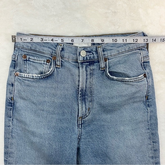 Agolde Merrel Straight Ankle Jeans Womans Size 24 Medium Wash Raw Hem - Picture 9 of 11